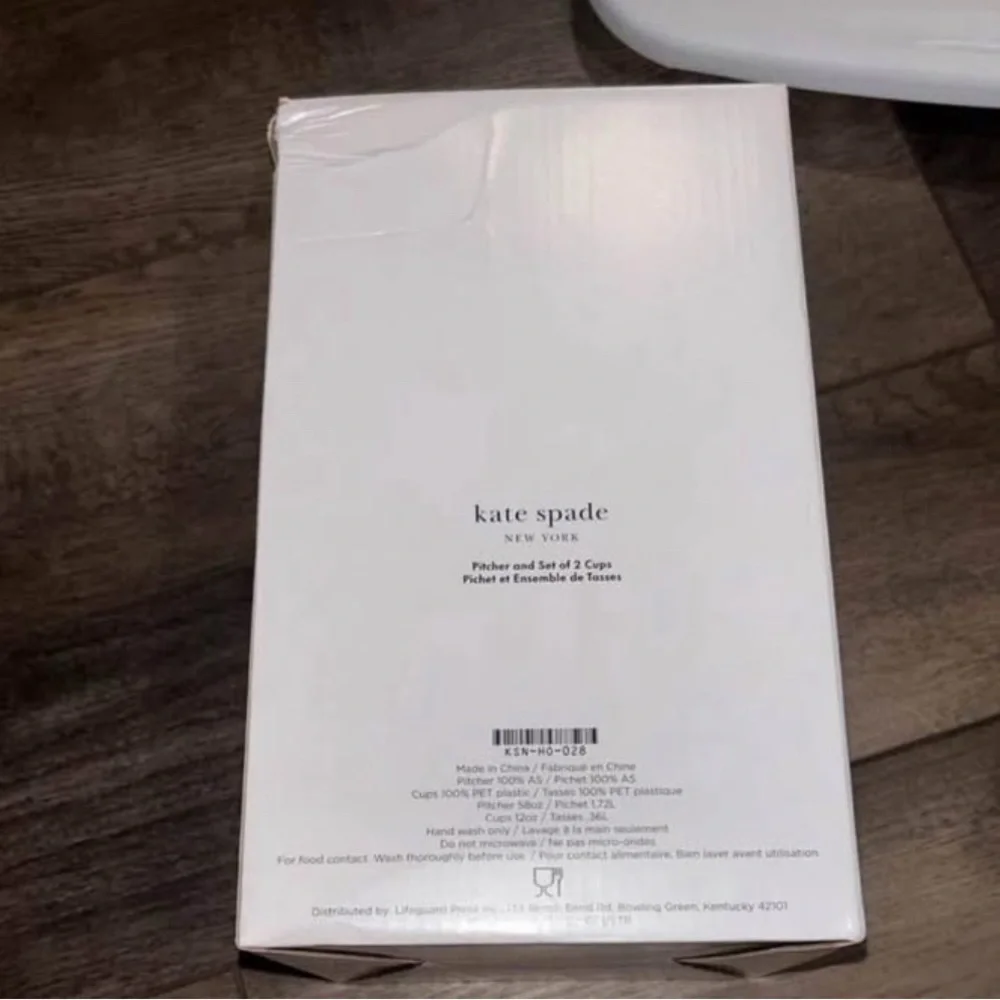 Kate Spade Lemon Design Pitcher with Pink Glasses - Picture 3 of 3